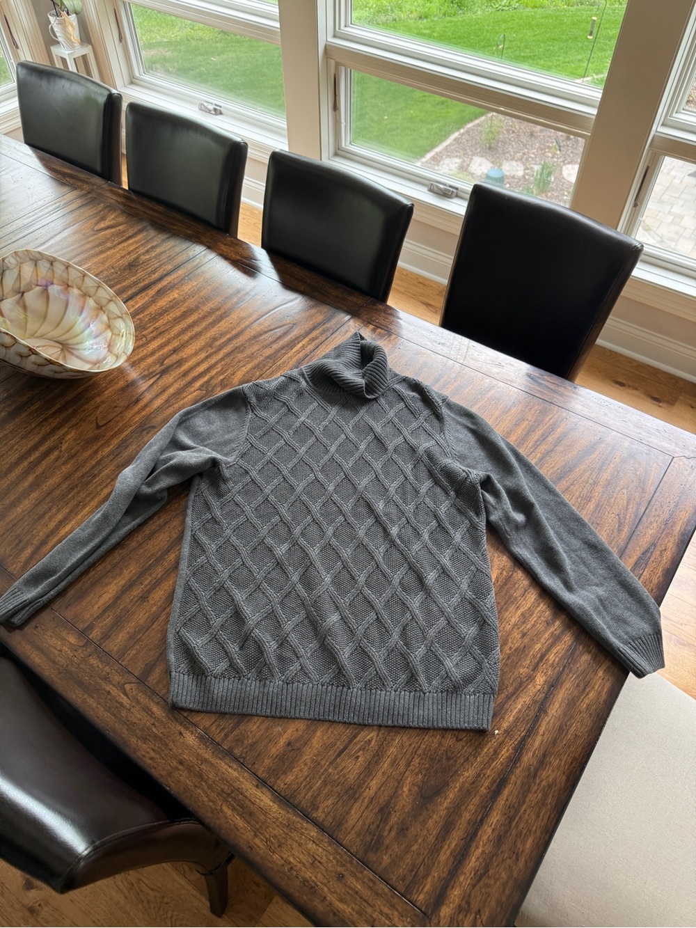 Tasso Elba Men's Charcoal Cable-Knit Turtleneck Sweater